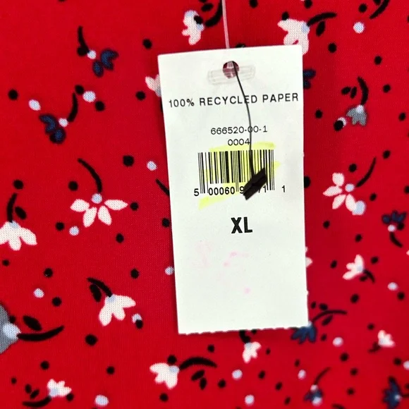 "NWT" Banana Republic Floral Red Belted Fit & Flare Dress- Women's Size XL